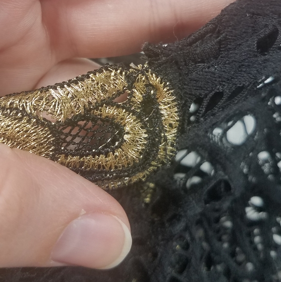 Black Lace w/ Gold Sheer Mesh Shirt - Picture 4 of 6